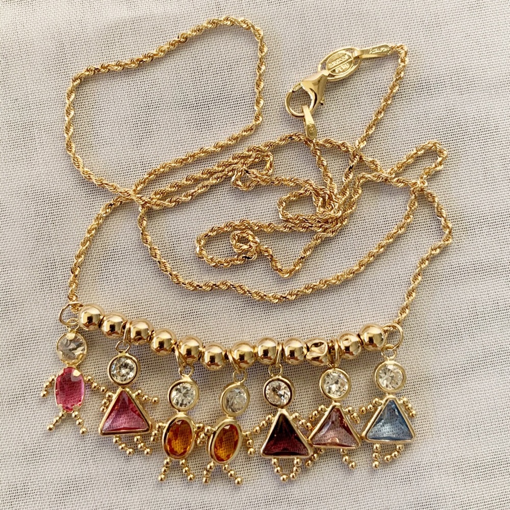 14k gold Peru multi gemstone necklace 20”, 7.4g